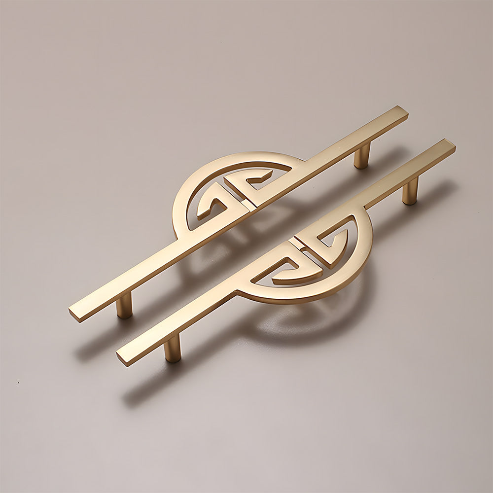 Geometric Half Moon Cabinet Pulls with Extended Bar