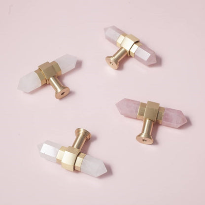 Faceted Crystal Cabinet Pulls and Knobs, Brass / Copper Finish
