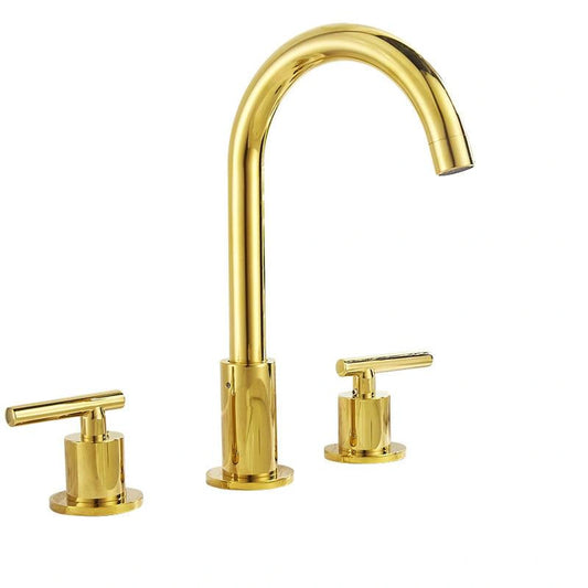 Tivora Modern Gooseneck 3-Hole Widespread Bathroom Faucet with Two Handles