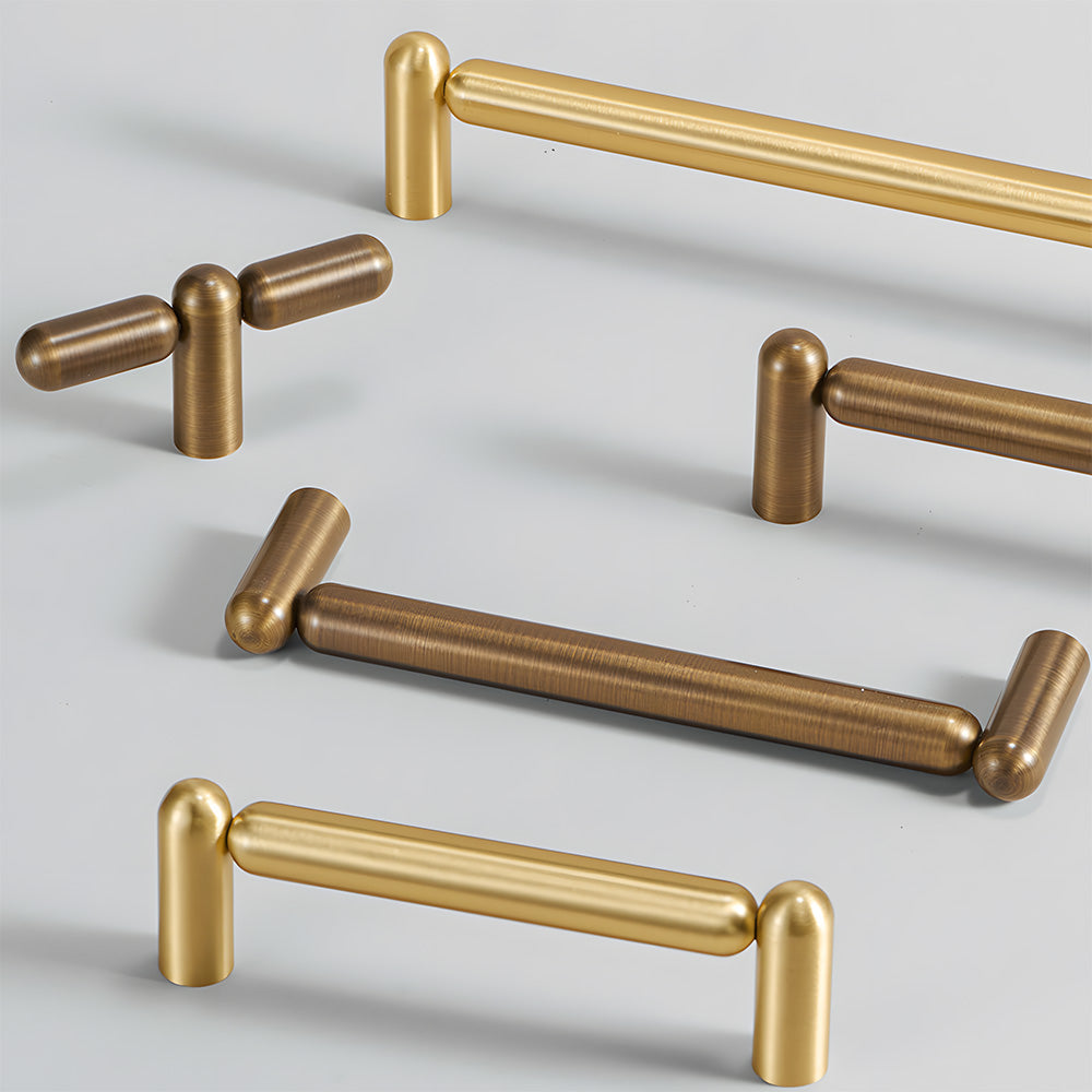 Rounded Solid Brass Cabinet Pulls and T-Knobs