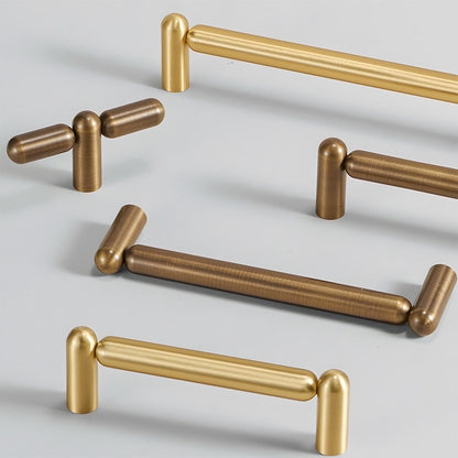 Rounded Solid Brass Cabinet Pulls and T-Knobs