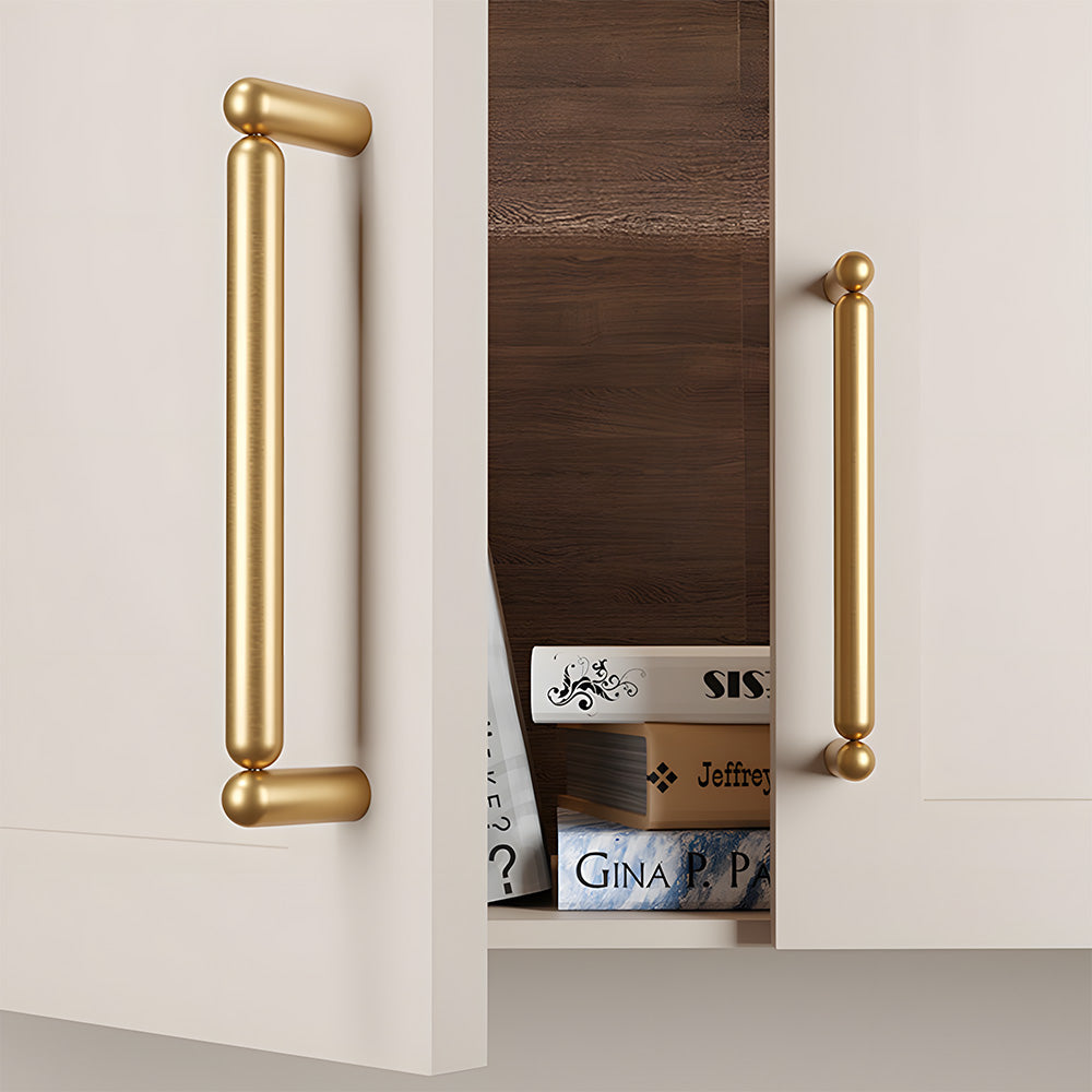 Rounded Solid Brass Cabinet Pulls and T-Knobs