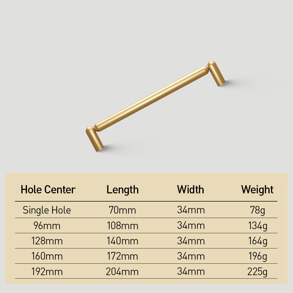 Rounded Solid Brass Cabinet Pulls and T-Knobs