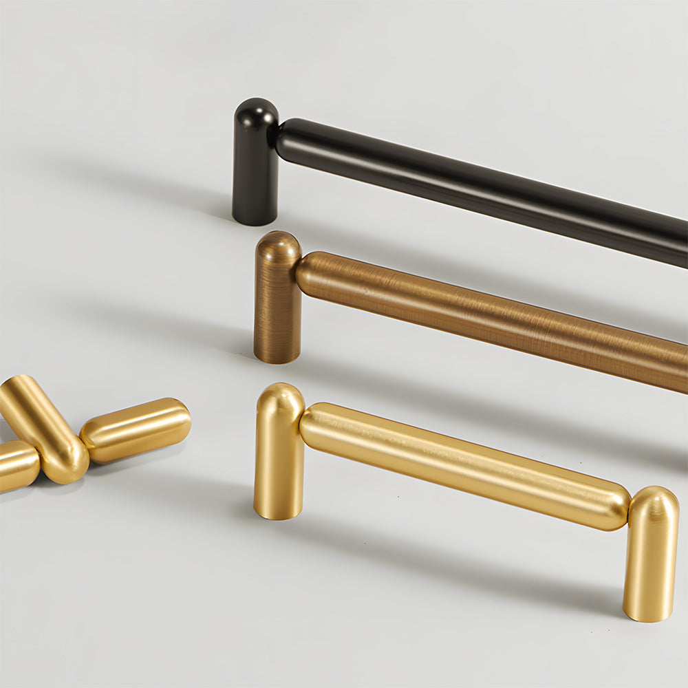 Rounded Solid Brass Cabinet Pulls and T-Knobs
