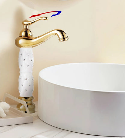 Valencia Vintage Tall Single-Handle Bathroom Vessel Sink Faucet With Crystal Accents