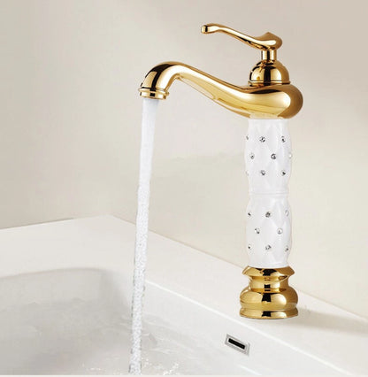 Valencia Vintage Tall Single-Handle Bathroom Vessel Sink Faucet With Crystal Accents