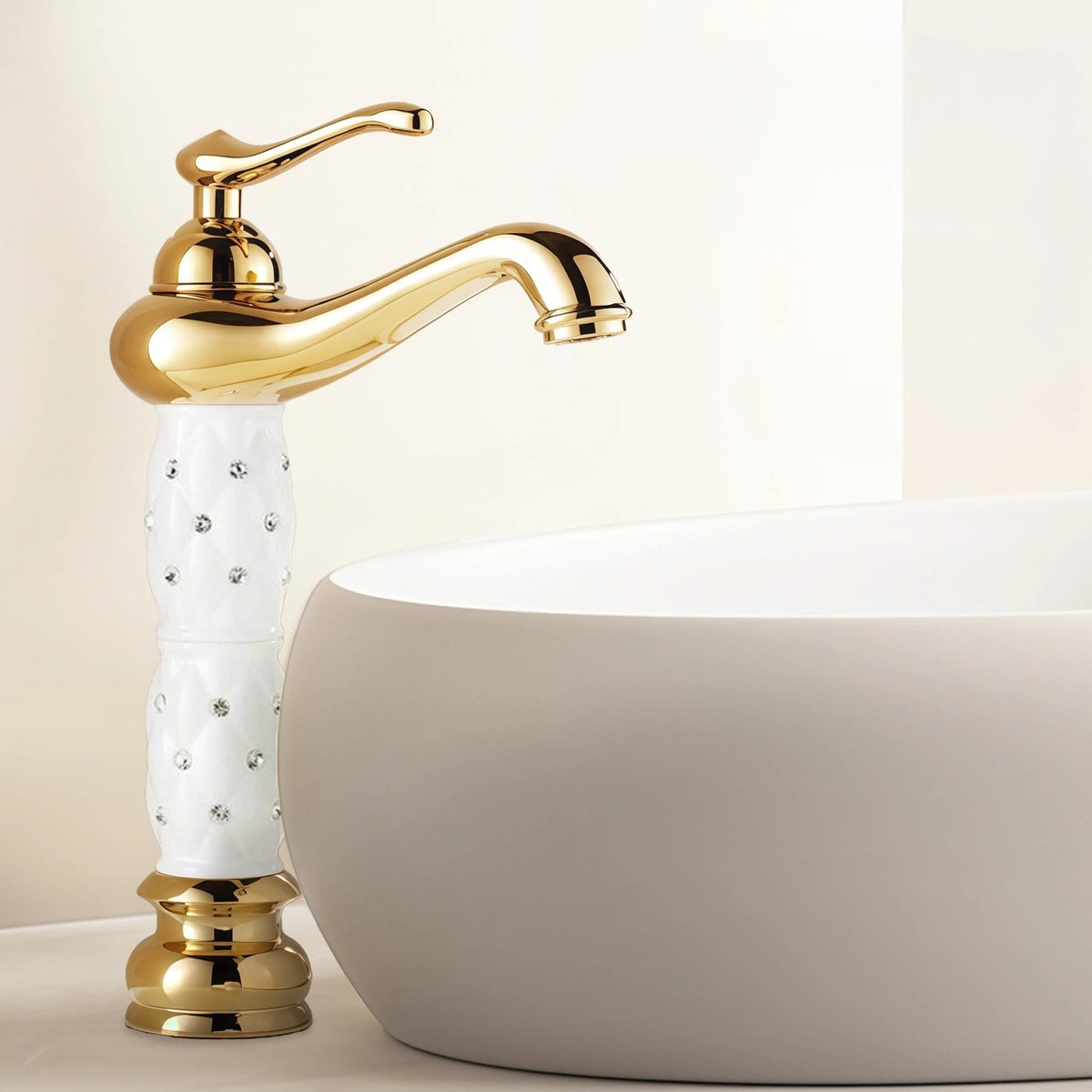 Valencia Vintage Tall Single-Handle Bathroom Vessel Sink Faucet With Crystal Accents