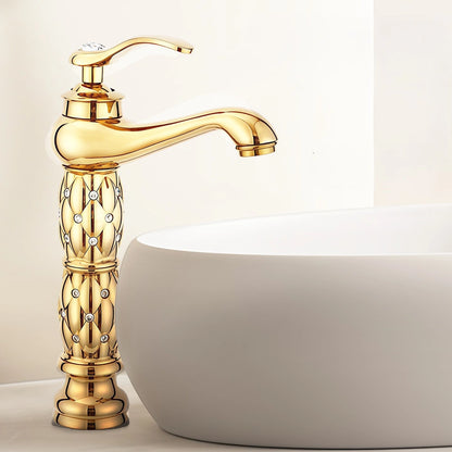 Valencia Vintage Tall Single-Handle Bathroom Vessel Sink Faucet With Crystal Accents
