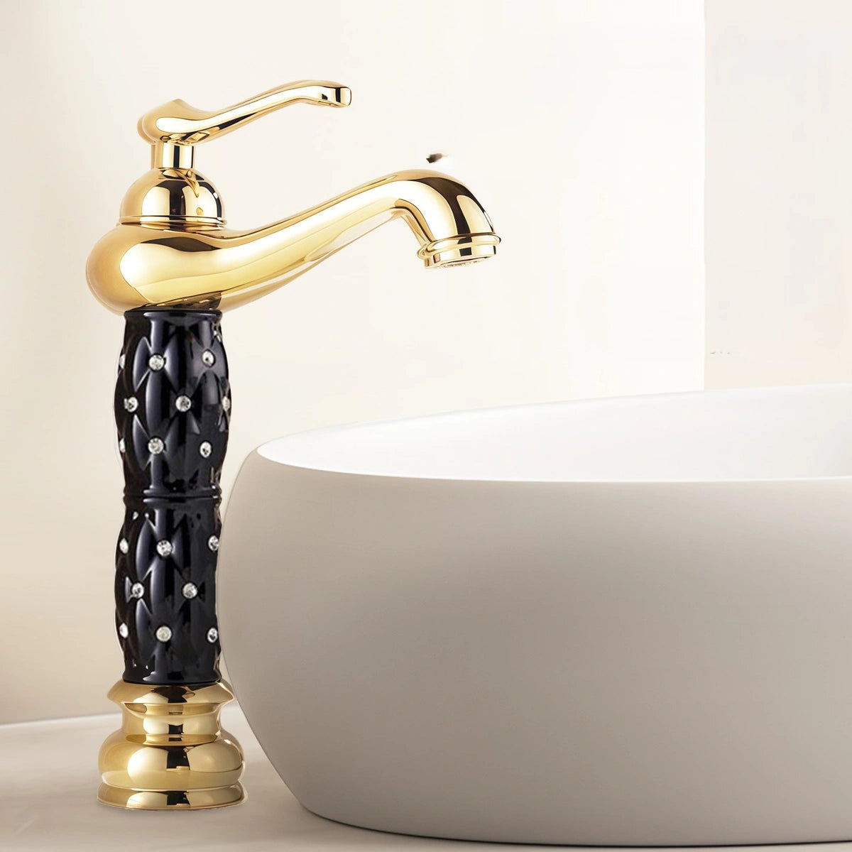 Valencia Vintage Tall Single-Handle Bathroom Vessel Sink Faucet With Crystal Accents