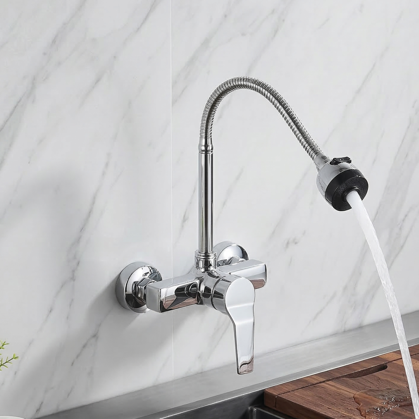 Reno Dual Hole Wall Mount Kitchen Sink Faucet