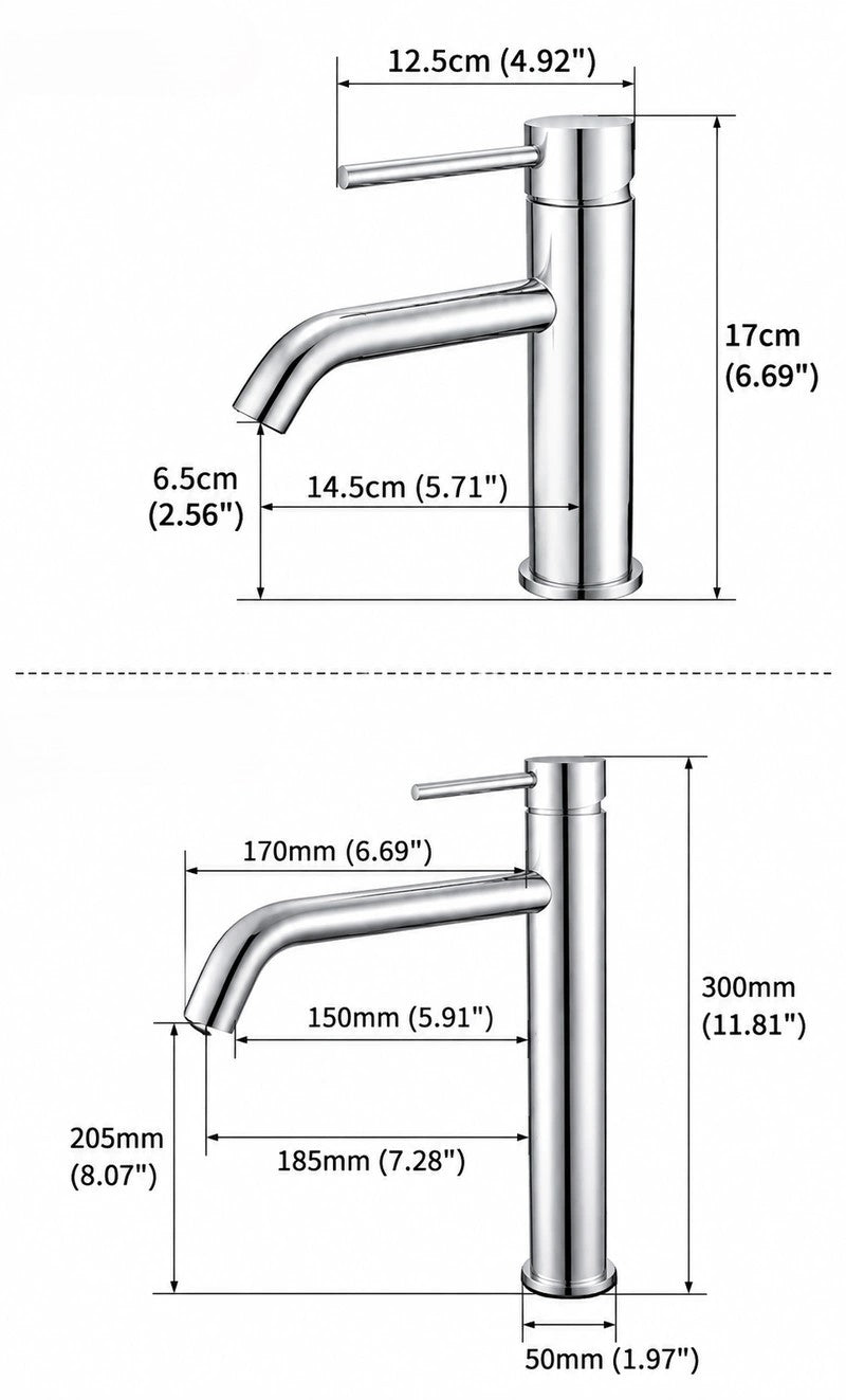 Varello Modern Single-Handle Single-Hole Bathroom Sink Faucet - Dimensions