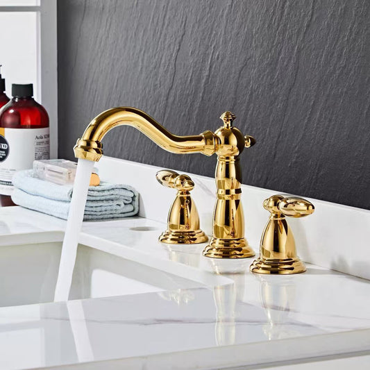 Verona Vintage-Inspired High-Arc Two-Handle 3-Hole Widespread Bathroom Sink Faucet