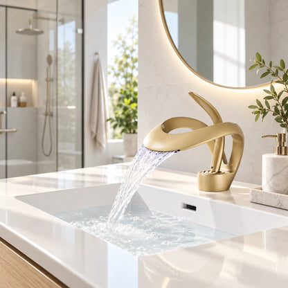 Veyra Modern Single-Hole Waterfall Bathroom Sink Faucet