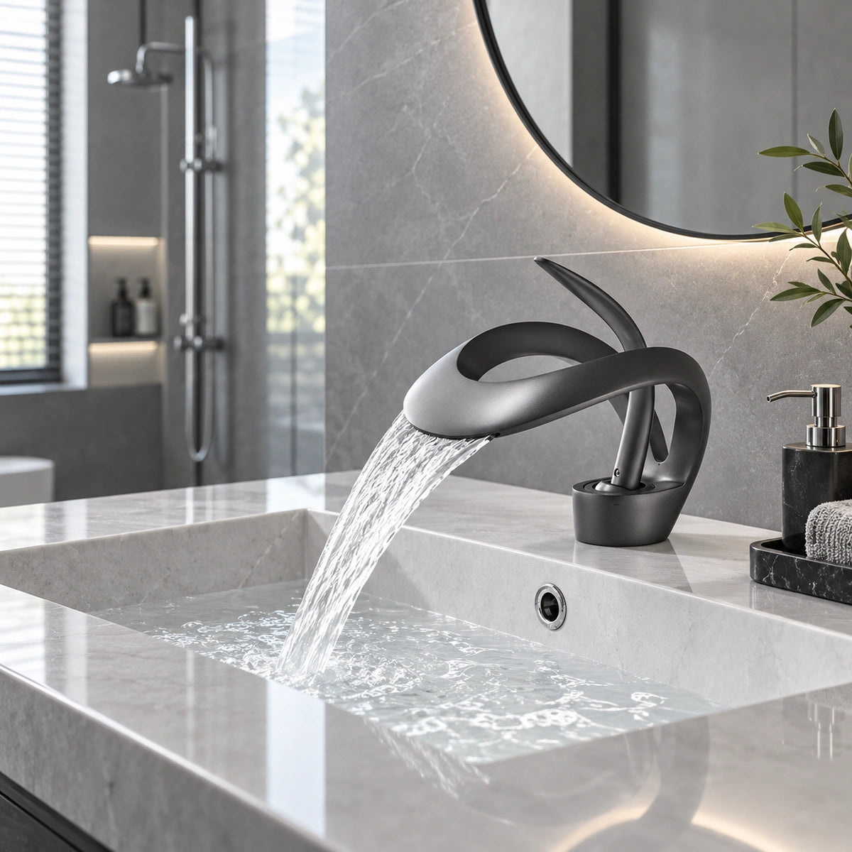 Veyra Modern Single-Hole Waterfall Bathroom Sink Faucet