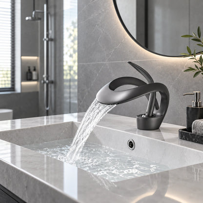 Veyra Modern Single-Hole Waterfall Bathroom Sink Faucet