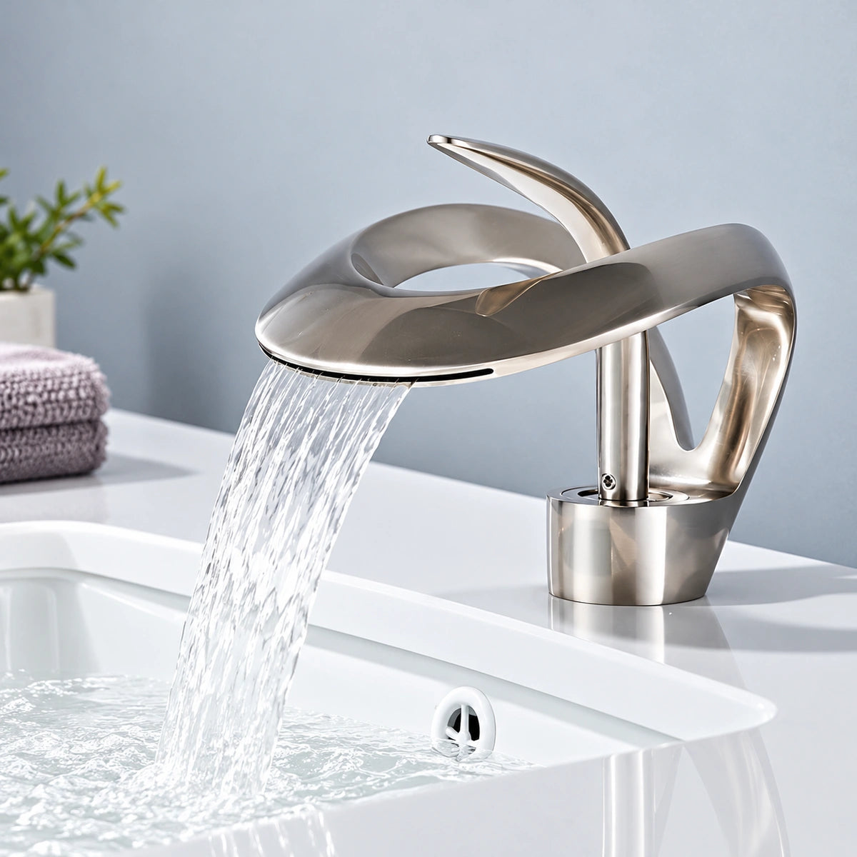 Veyra Modern Single-Hole Waterfall Bathroom Sink Faucet