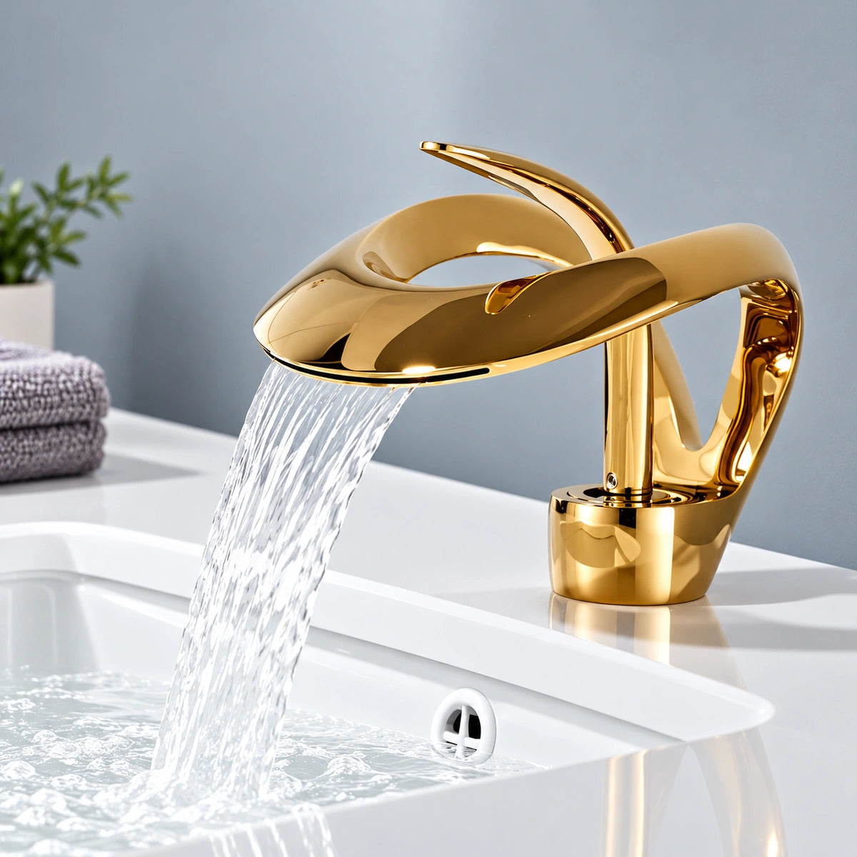 Veyra Modern Single-Hole Waterfall Bathroom Sink Faucet