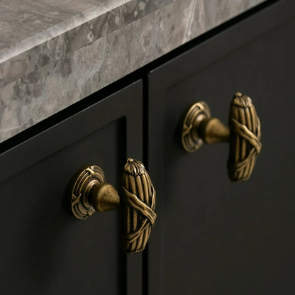 Vintage Fan-Shaped Brass Cabinet Knob