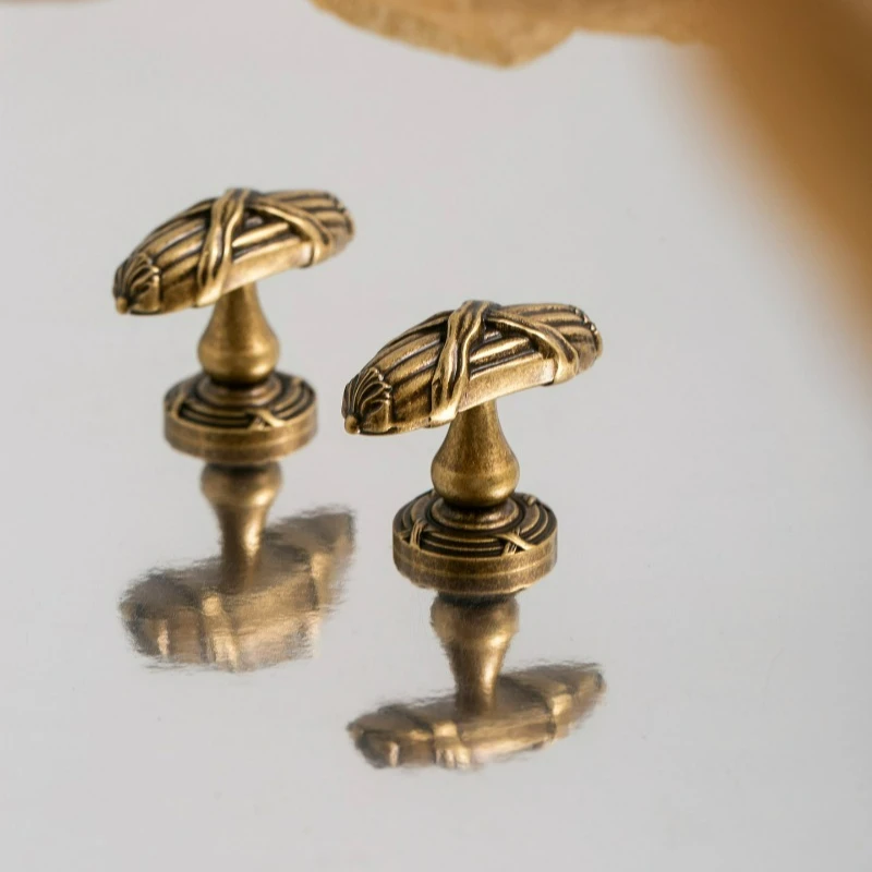 Vintage Fan-Shaped Brass Cabinet Knob