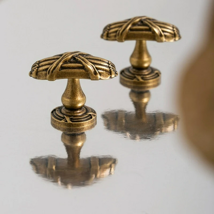 Vintage Fan-Shaped Brass Cabinet Knob