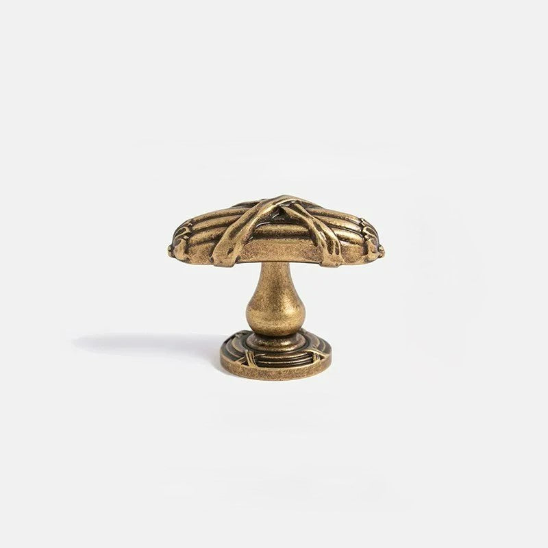 Vintage Fan-Shaped Brass Cabinet Knob