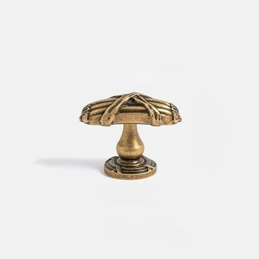 Vintage Fan-Shaped Brass Cabinet Knob