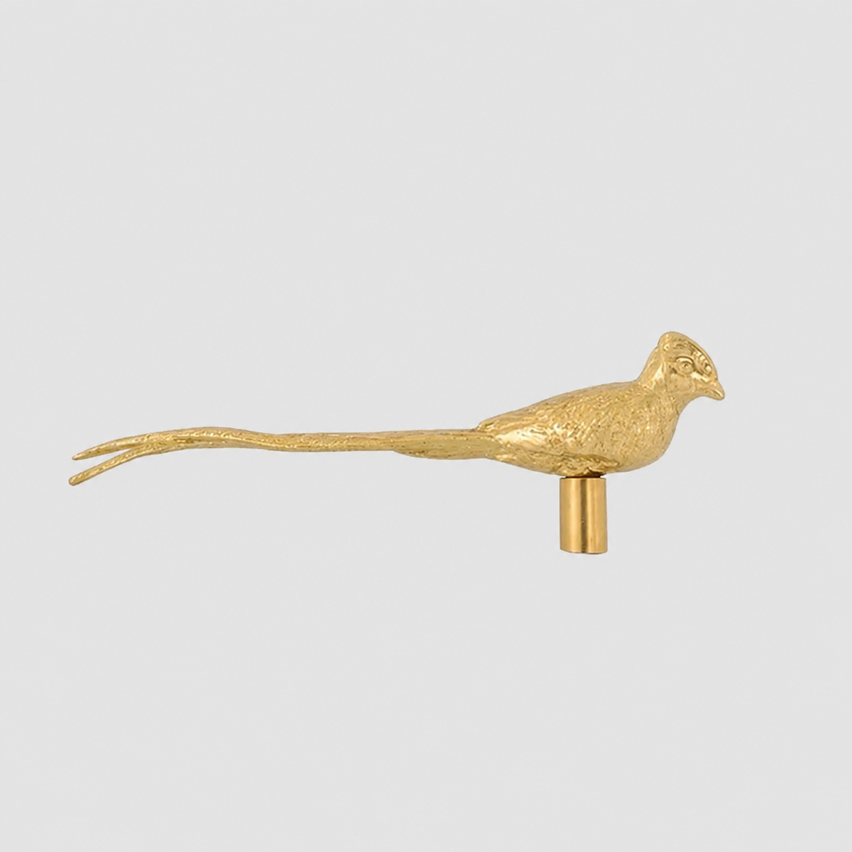 Vintage Solid Brass Bird Cabinet Knob with Long Tail