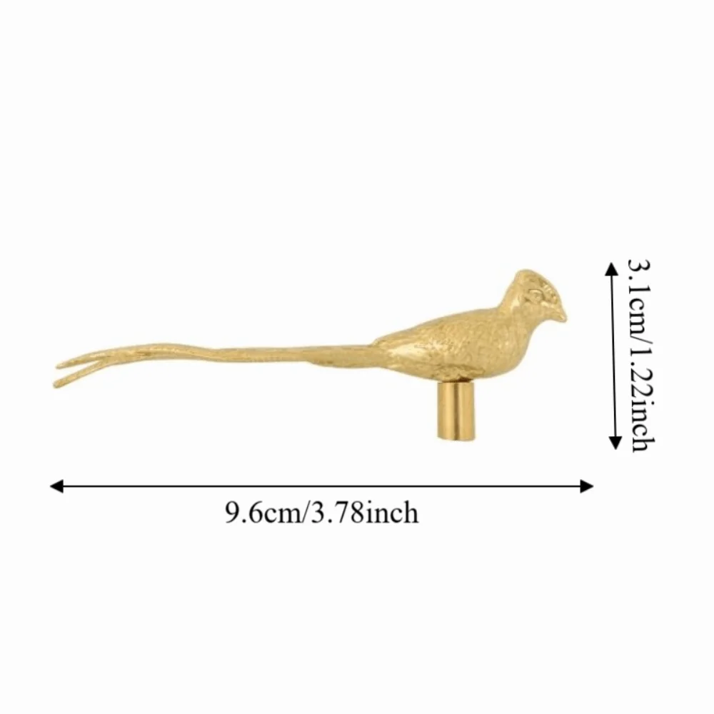 Vintage Solid Brass Bird Cabinet Knob with Long Tail