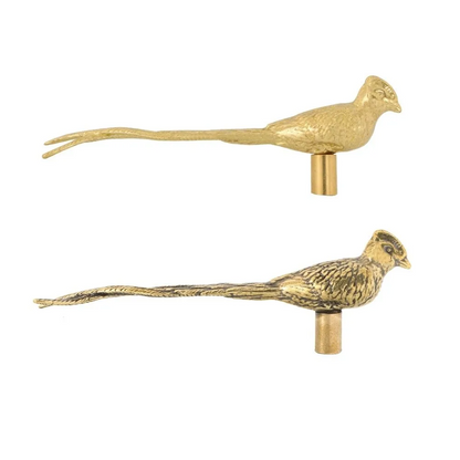 Vintage Solid Brass Bird Cabinet Knob with Long Tail
