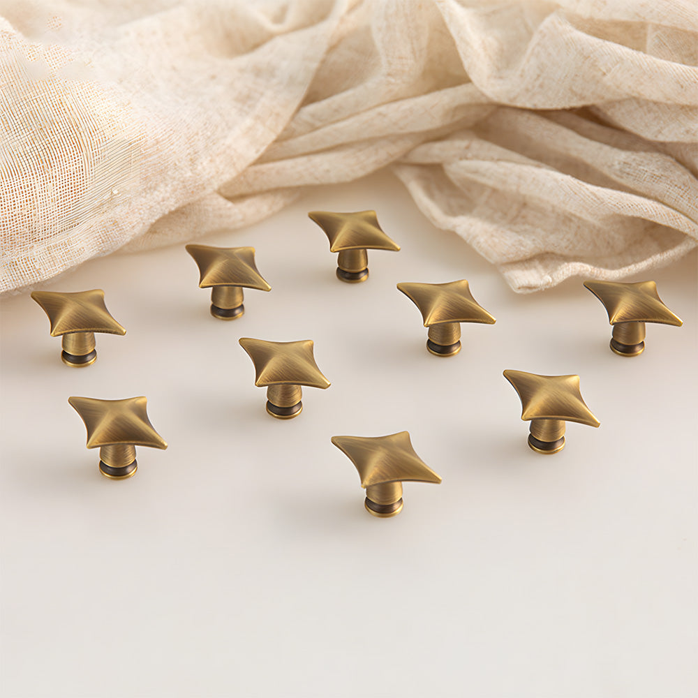 Star-Shaped Solid Brass Cabinet Pulls and Knobs
