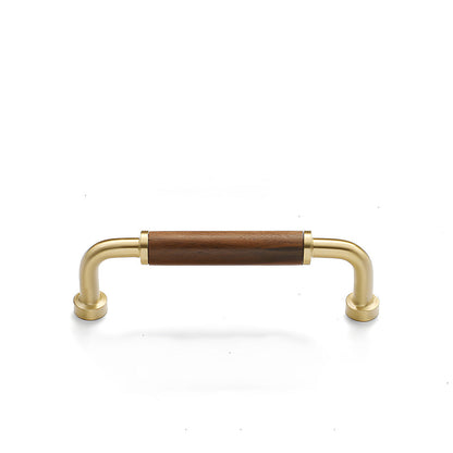 Two-Tone Wood and Brass Cabinet Pulls for Kitchen Cabinets