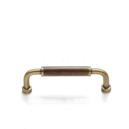 Two-Tone Wood and Brass Cabinet Pulls for Kitchen Cabinets