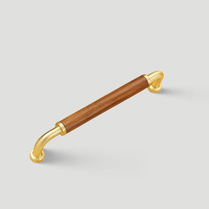 Two-Tone Wood and Brass Cabinet Pulls for Kitchen Cabinets