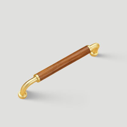 Two-Tone Wood and Brass Cabinet Pulls for Kitchen Cabinets