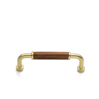 Two-Tone Wood and Brass Cabinet Pulls for Kitchen Cabinets