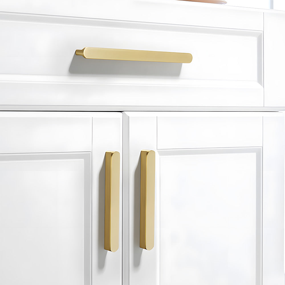 Brushed Gold Solid Brass Flat Bar Cabinet Pulls