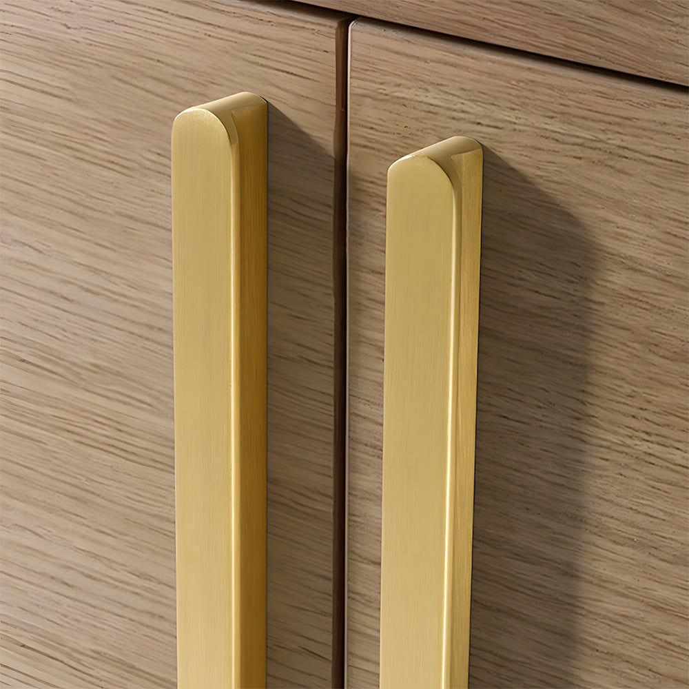 Brushed Gold Solid Brass Flat Bar Cabinet Pulls