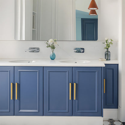 Brushed Gold Solid Brass Flat Bar Cabinet Pulls