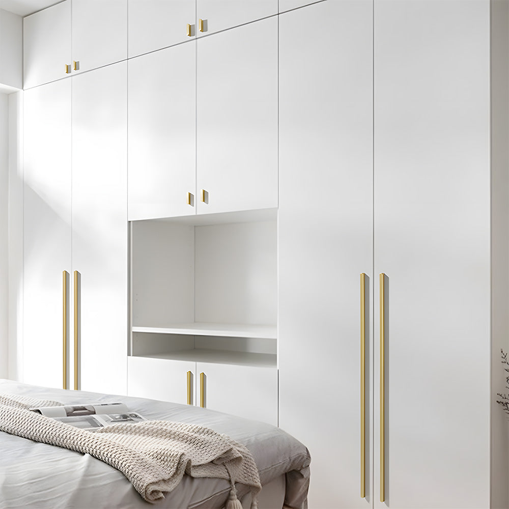 Brushed Gold Solid Brass Flat Bar Cabinet Pulls