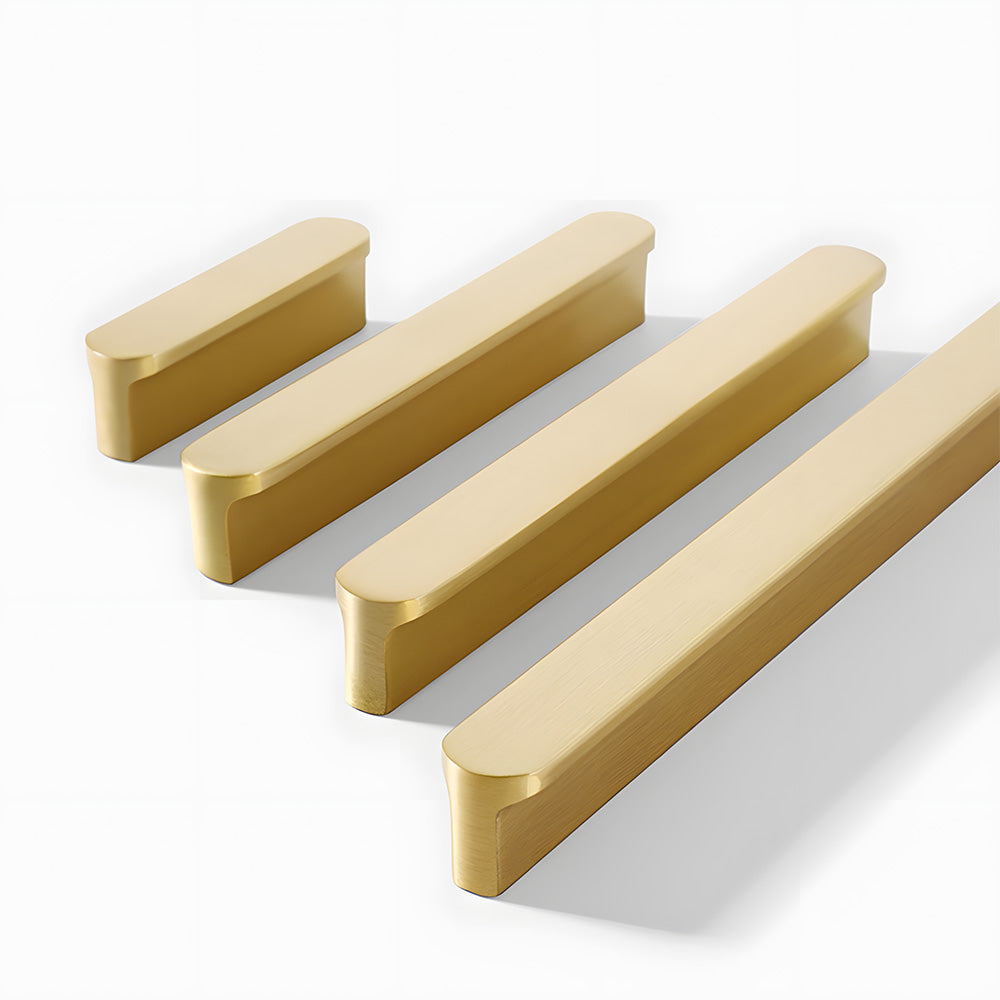 Brushed Gold Solid Brass Flat Bar Cabinet Pulls