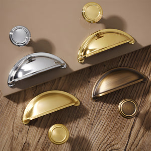 Vintage Shell Solid Brass Bin Cup Pulls for Drawers