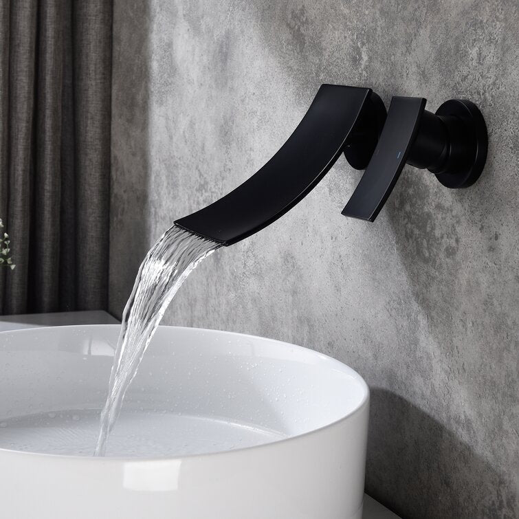 Ravello Modern Wall-Mounted Waterfall Bathroom Sink Faucet with Single Handle