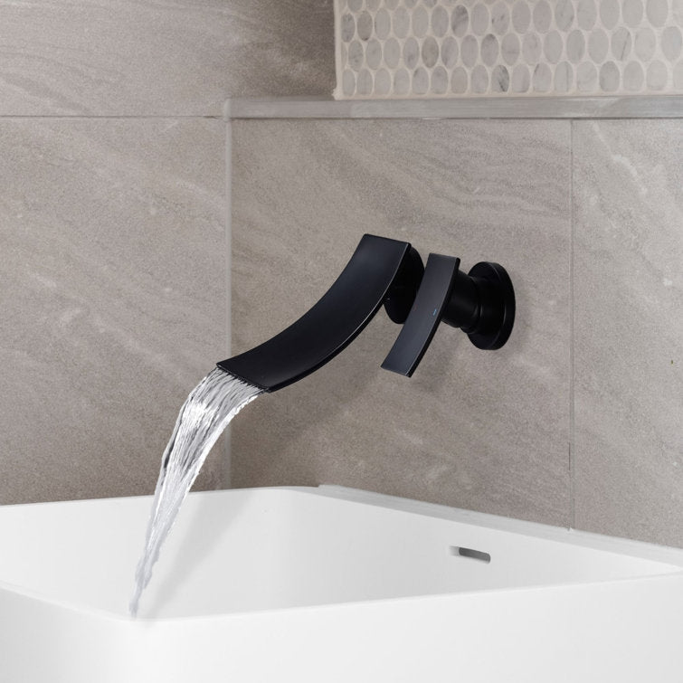 Ravello Modern Wall-Mounted Waterfall Bathroom Sink Faucet with Single Handle