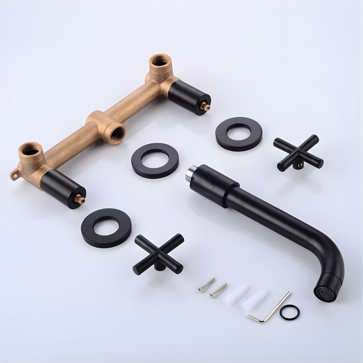 Wallora Wall-Mounted Bathroom Sink Faucet with Dual Handles - What is included