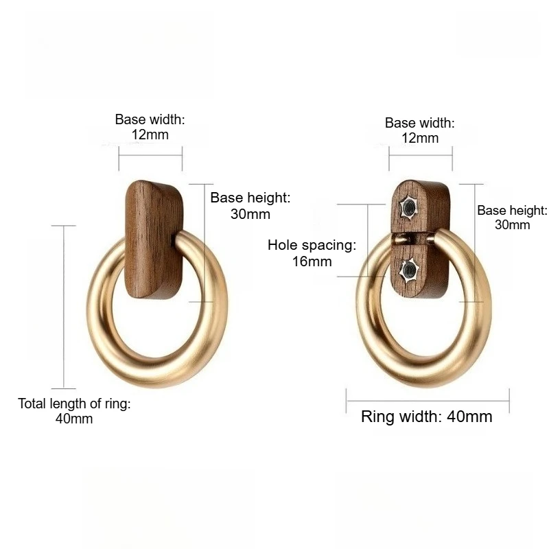 Walnut Ring Pull for Cabinets and Dresser Drawers