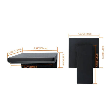 Lucento Minimalist Wall-Mounted Waterfall Bathroom Sink Faucet