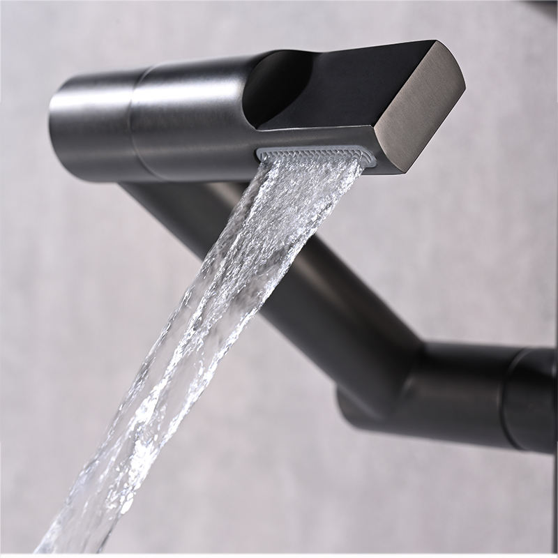 Luxora Modern Height-Adjustable Single-Handle Bathroom Sink Faucet with LED Temperature Display