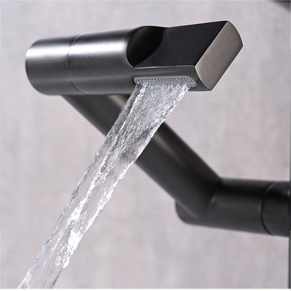 Luxora Modern Height-Adjustable Single-Handle Bathroom Sink Faucet with LED Temperature Display