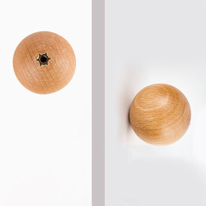 Beech and Walnut Round Wood Cabinet Knobs for Drawers