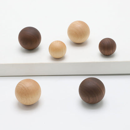Beech and Walnut Round Wood Cabinet Knobs for Drawers
